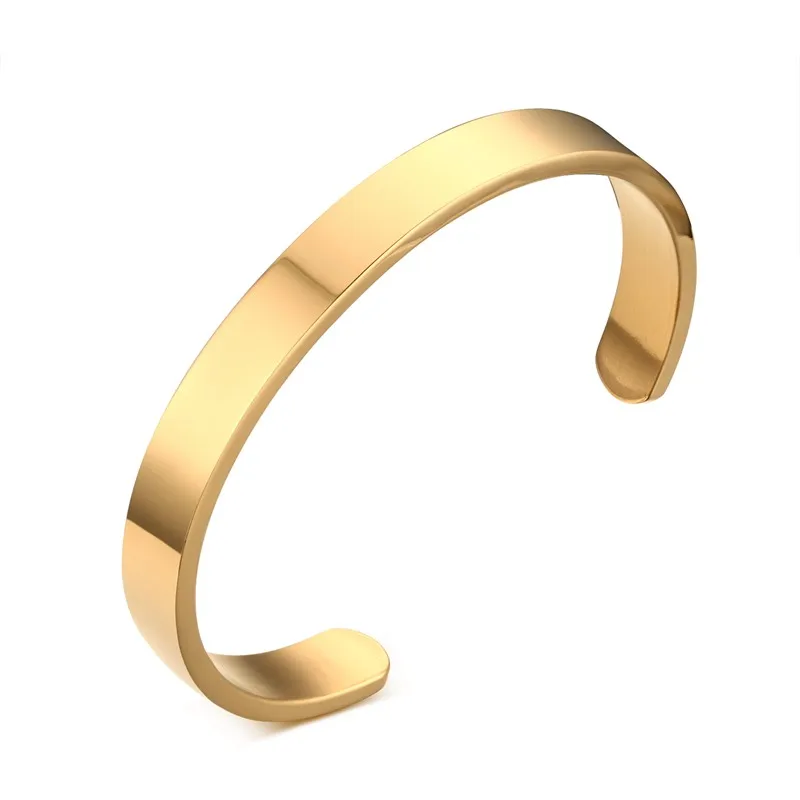 Kemstone, простые запястные открытые браслеты, браслет из нержавеющей стали, золотой, черный, серебряный, Розовая позолота, 59 мм/64 мм, ювелирное изделие для мужчин, подарок - Окраска металла: Gold