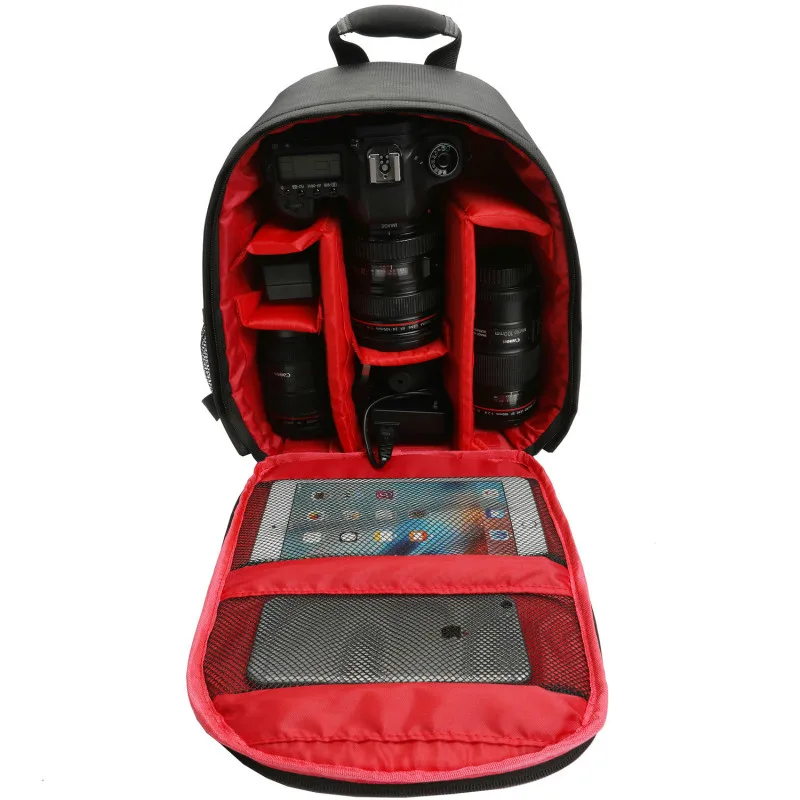 

New Outdoor Portable Waterproof Scratch-proof Dual Shoulder Backpack Camera Bag Digital DSLR Photo Video Bag with Rain Cover