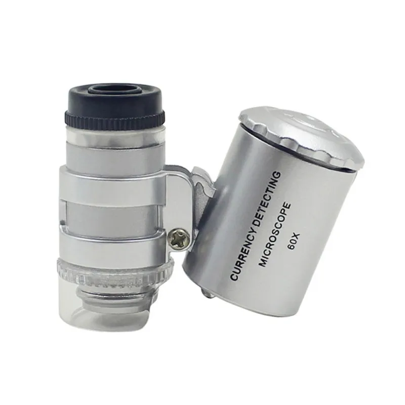 60X Magnifying Glass Handheld Mini Pocket Microscope Loupe Jeweler Magnifier With LED Light 92TV For 2017