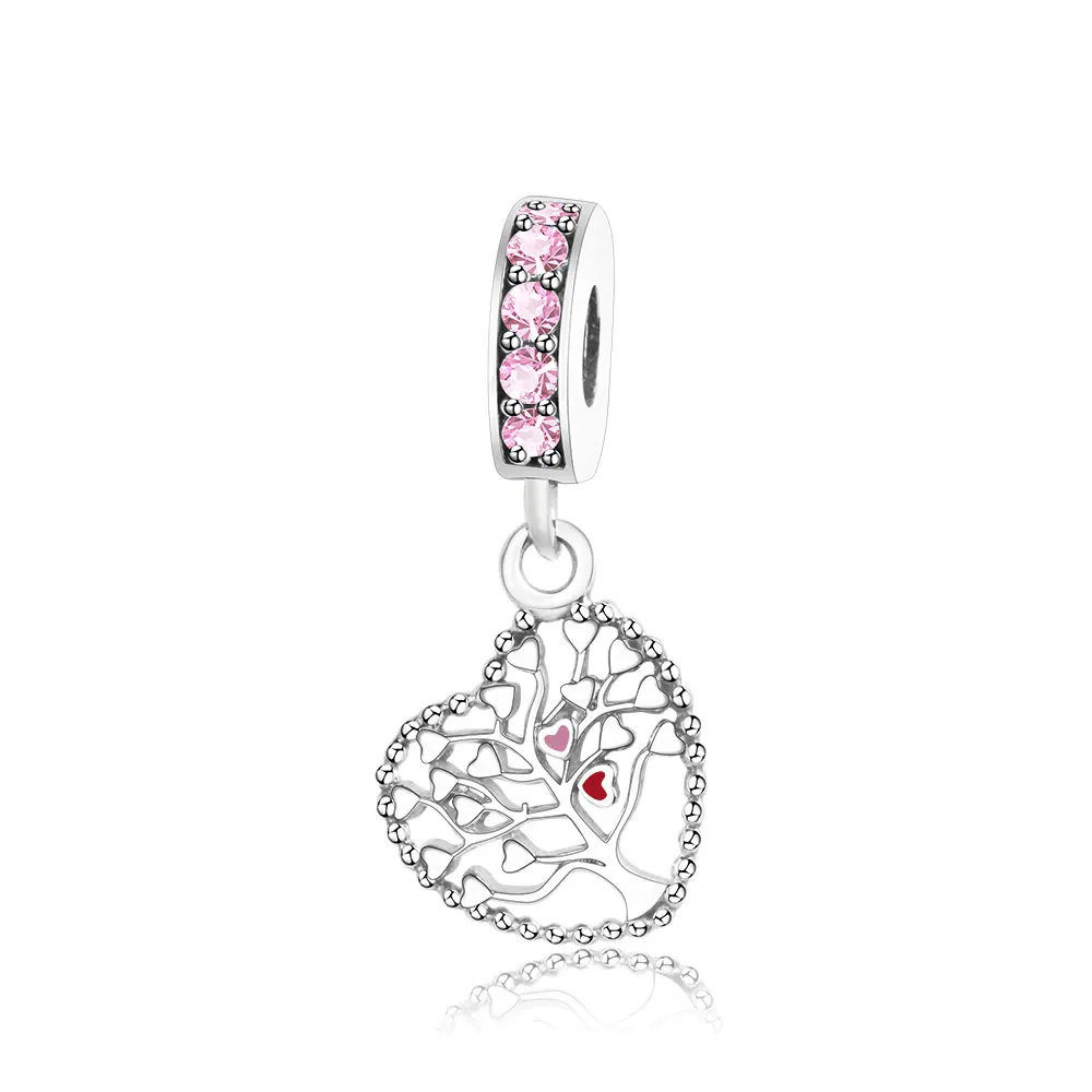

2018 Newest Spring Heart Family Tree Dangle Charms Fits Original Pandora Charm Bracelet Jewelry 925 Sterling Silver Heart Beads