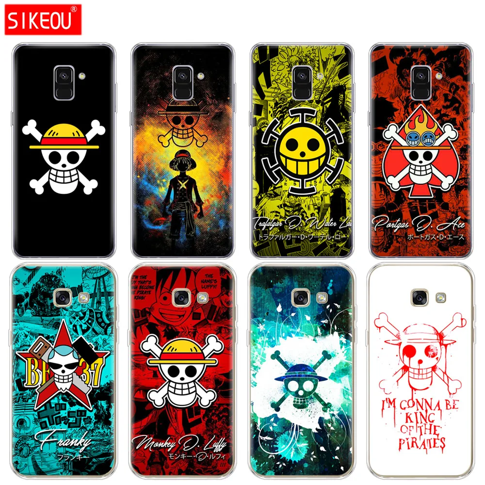 

Silicone phone case cover for Samsung Galaxy A6 A8 2018 A3 A310 A5 A510 A7 2016 2017 one piece Pirates logo Anime Cartoon