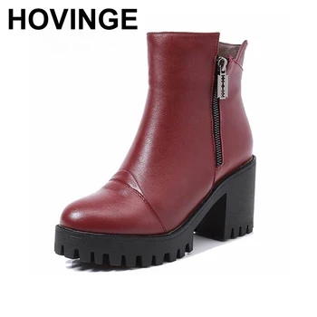 

HOVINGE Women Winter Boots Size 34~40 Warmest Genuine Leather Russian style Women Snow Boots