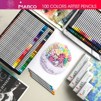 Marco 24/36/48/72 Colors Raffine Fine Artist Oil Color Pencil pack set Andstal for drawing Colour colored pencils school csqb024 24 in 1 colored drawing pencils set