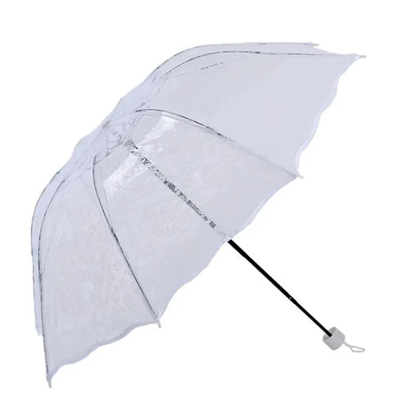 Принцесса кружевной зонтик женщин складной зонтик печати paraguas transparente небольшой прозрачный зонты для женщин YS007 - Цвет: white