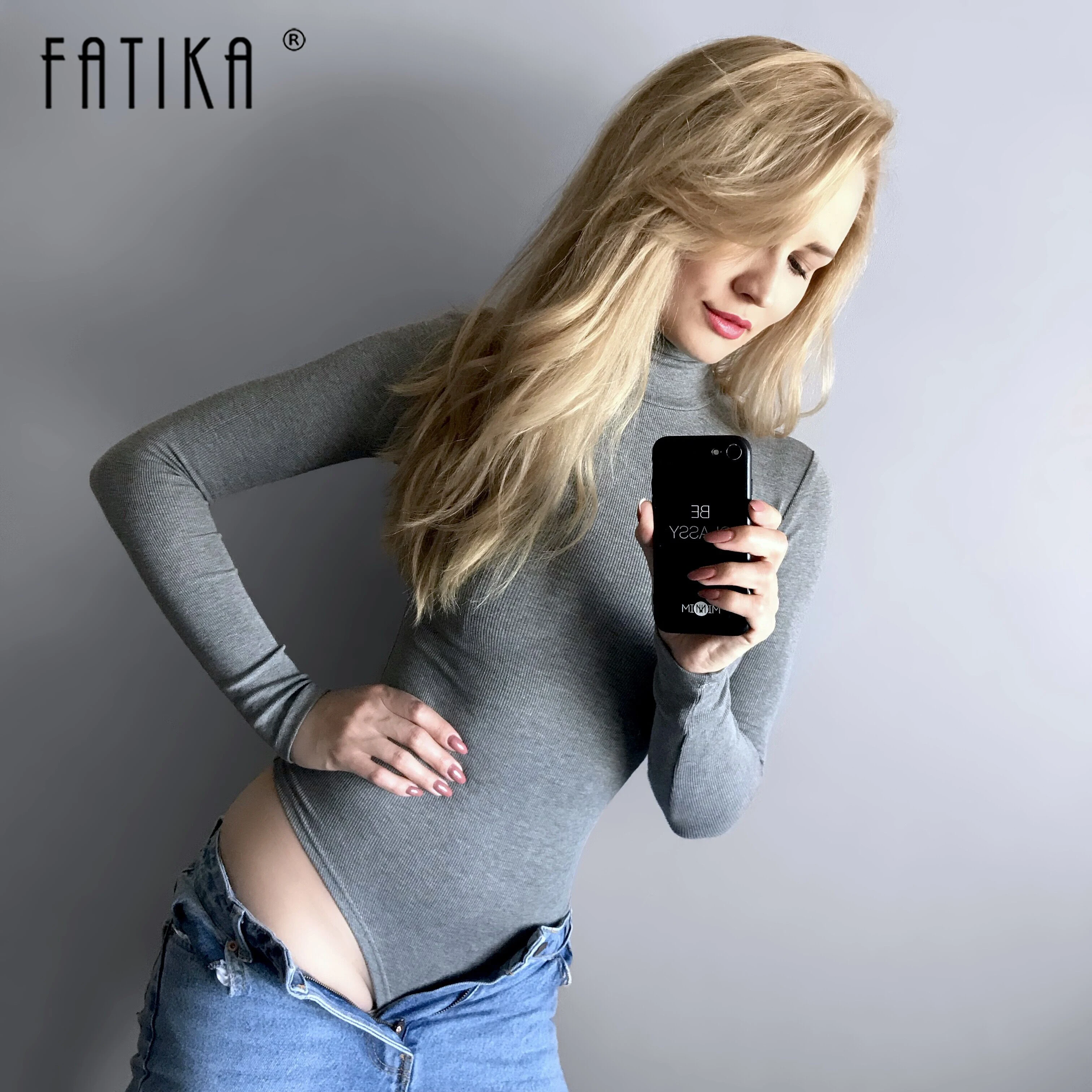

FATIKA Solid Turtleneck Bodysuit Female Slim Long Sleeve Soft Basic Jumpsuit For Women Bodysuits 2019 Spring Autumn Hot