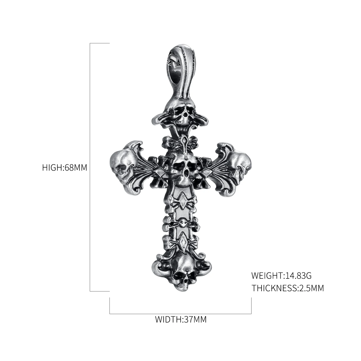 EVBEA череп, крест, ожерелье из нержавеющей стали, цепочка, кожа, западный крест, кулон, злой меч, христианские подарки для папы и мужчины, Seren