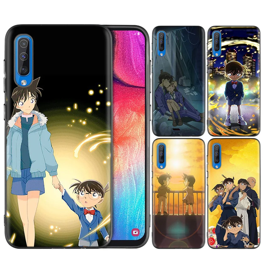 

Black Silicone Case Bag Cover for Samsung Galaxy M10 M20 M30 S8 S9 S10 S10e 5G J3 J4 J5 J8 Plus 2018 S7 Edge Detective Conan