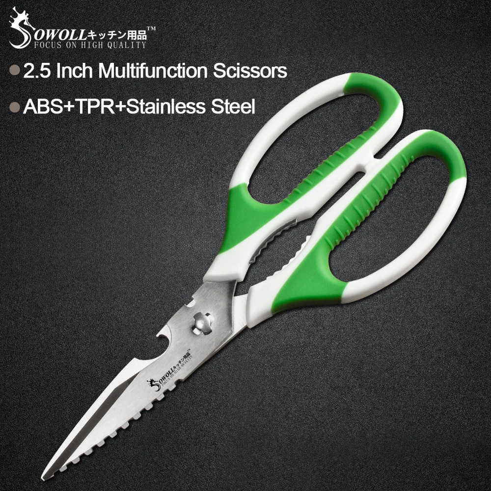 

Sowoll 2.5 inch Stainless Steel Multifunction Kitchen Scissor Practical Demountable Opener Nat Cracker Kitchen Cooking Helper