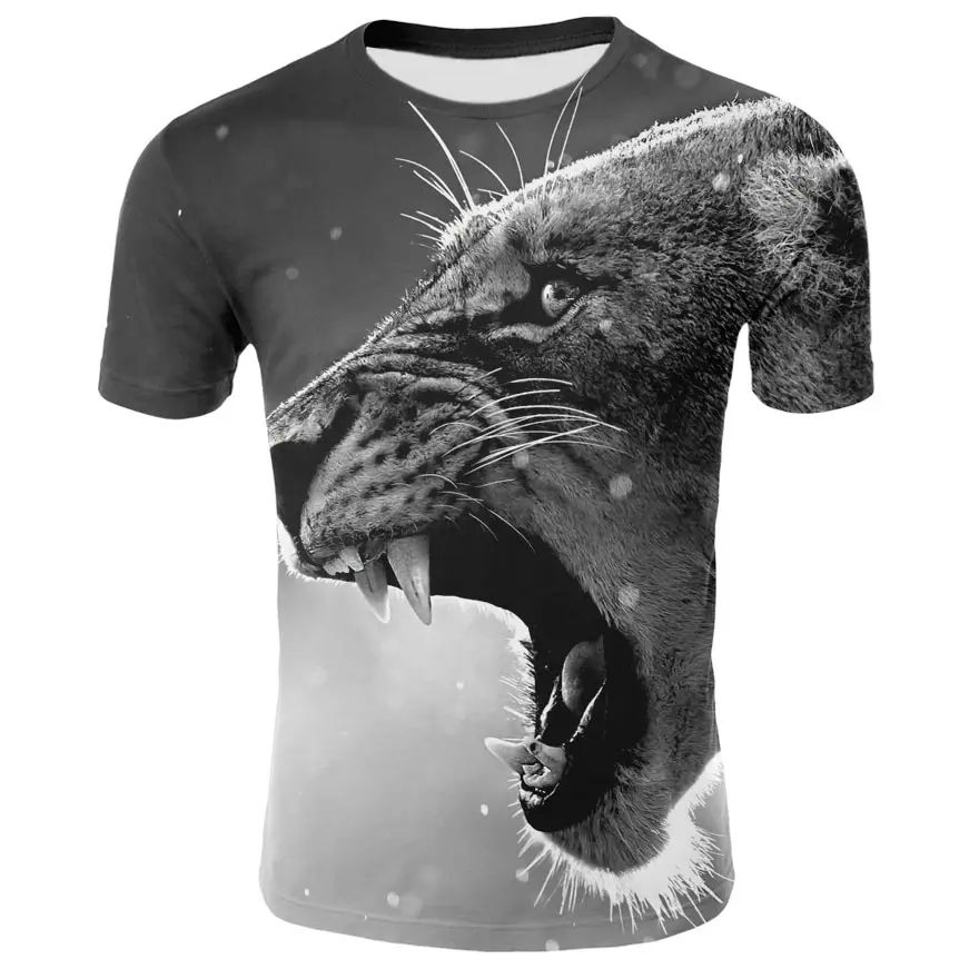 

2019 the lion in 3 d printing short sleeve. Summer clothes. Casual wear. Men's clothing. A shirt. 3 d T-shirt. Wholesale. custom