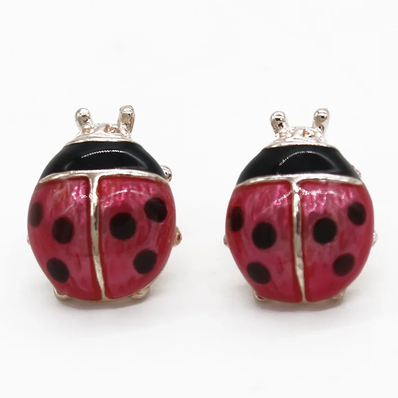 

Fashion Cute Enamel Ladybug Insect Stud Earrings For Women Girls Small Beetle Animal Earrings Clip On Ear Jewelry