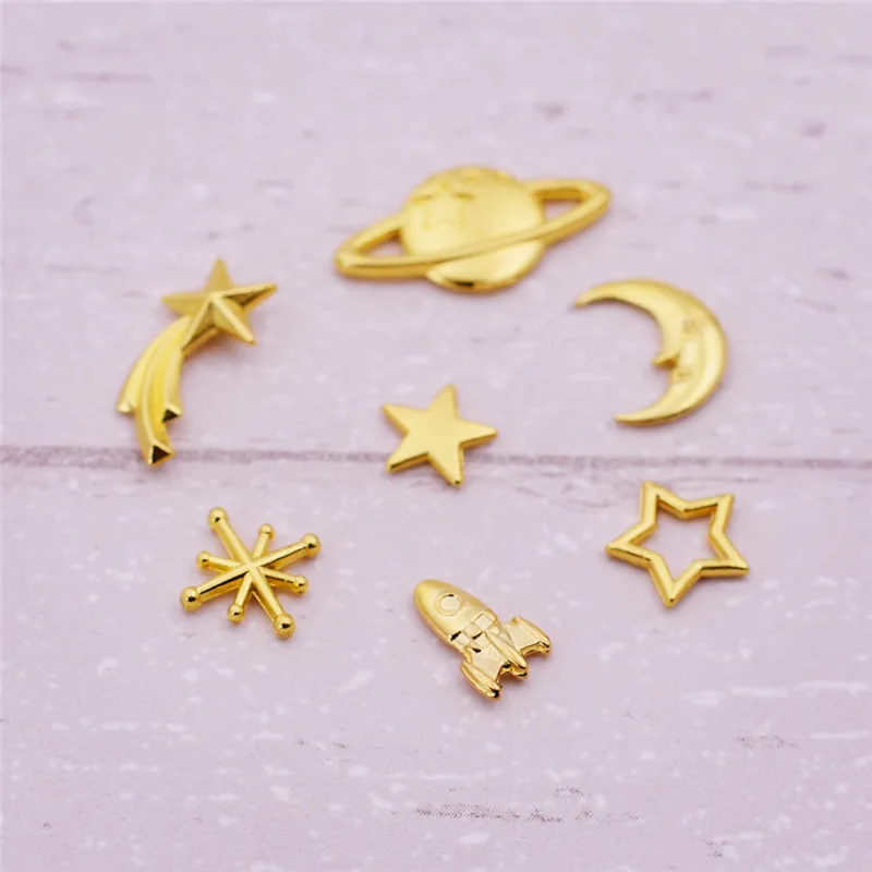 

50X mixed rocket universe star moon meteor Metal Small Charms beads jewelry findings for Jewelry Making DIY Handmade filler