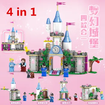 

271pcs98708 4in1 Cinderella Dream Princess Castle Princess Model Building Blocks Gifts Toys Compatible With Lepining Friends