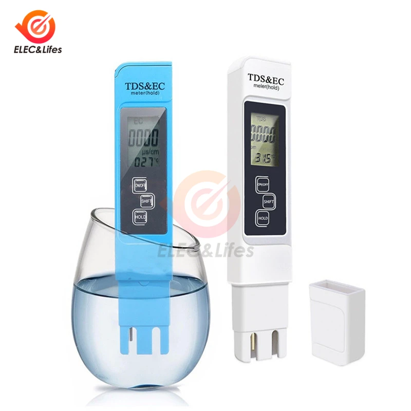 

TDS EC Meter Temperature Tester pen 3 In1 Function Conductivity Water Quality Measurement Tool TDS&EC Tester 0-9990ppm 15%
