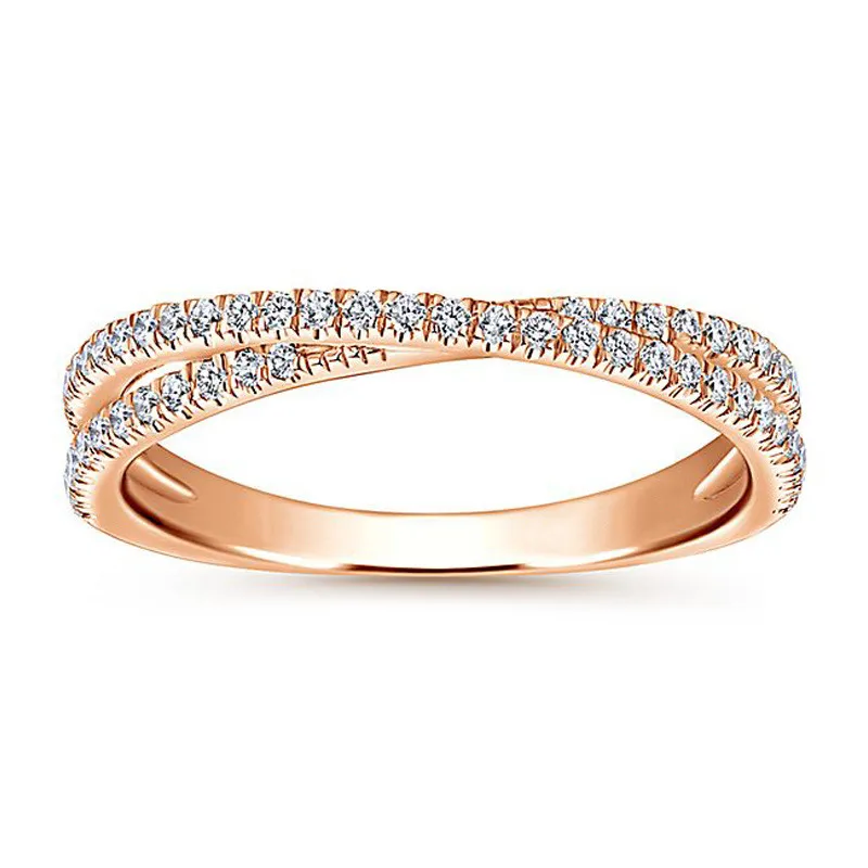 Mostyle розовое золото цвет бесконечная красота скручивающаяся волна кубический циркон палец кольцо для женщин обручение ювелирные изделия подарок - Цвет основного камня: 14879