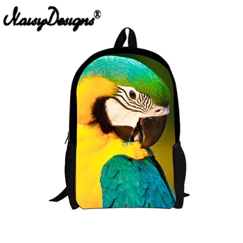 

Noisydeisgns Green Parrot 3D Printing Backpack Teens Student Cute Book Bag Kids School Backpack Customize Image Schoolbag