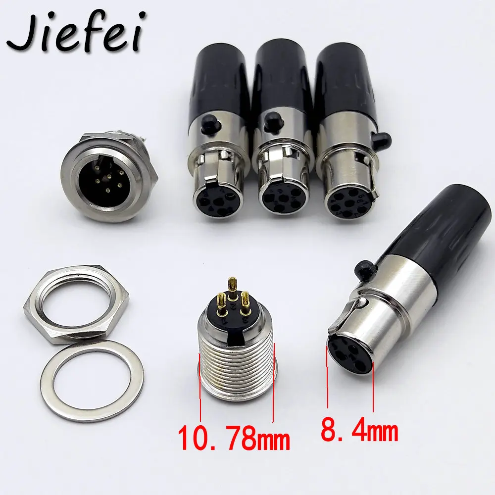 6 шт. Mini XLR 3 4 5 6 Pin женский встроенный в линию разъем 3 4 5 6 Pin гнездо Jack адаптер для микрофона микрофон аудио кабель Разъем