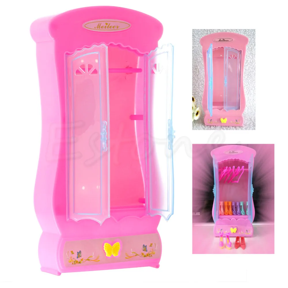 Розовый шкаф гардероб для куклы Барби Девушки игрушки принцесса мебель для спальни