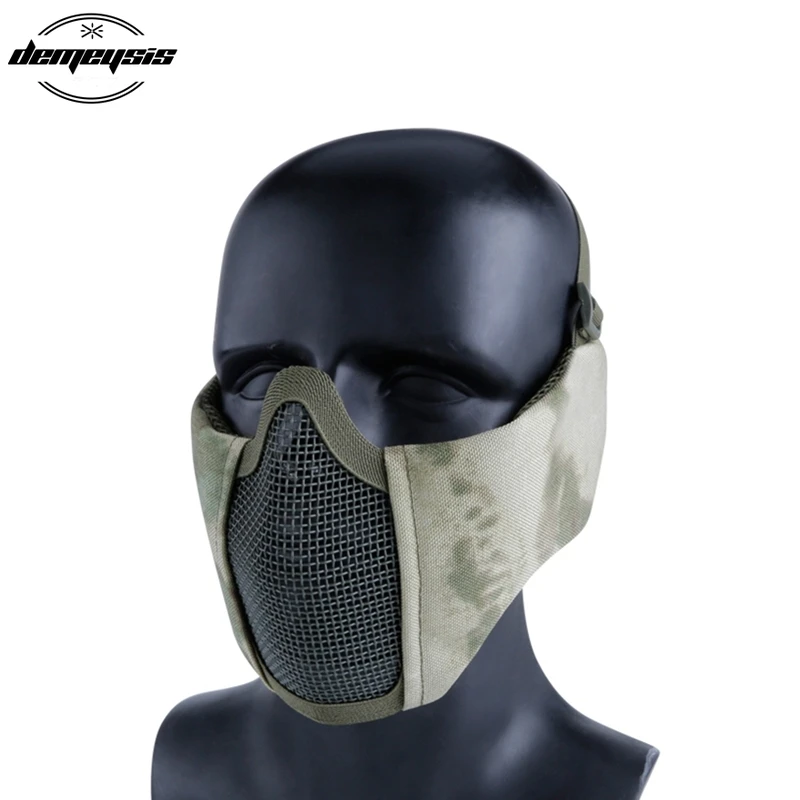 Тактические; на пол-лица маска с защитой ушей наружная тактическая дышащая полунижняя маска для лица Военная стальная защитная сетка маски