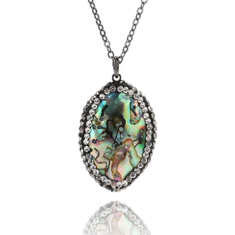 

Natural Abalone Shell Necklace Gunmetal Chain Necklace Women female jewelry choker collares de moda 2019 pendant necklaces