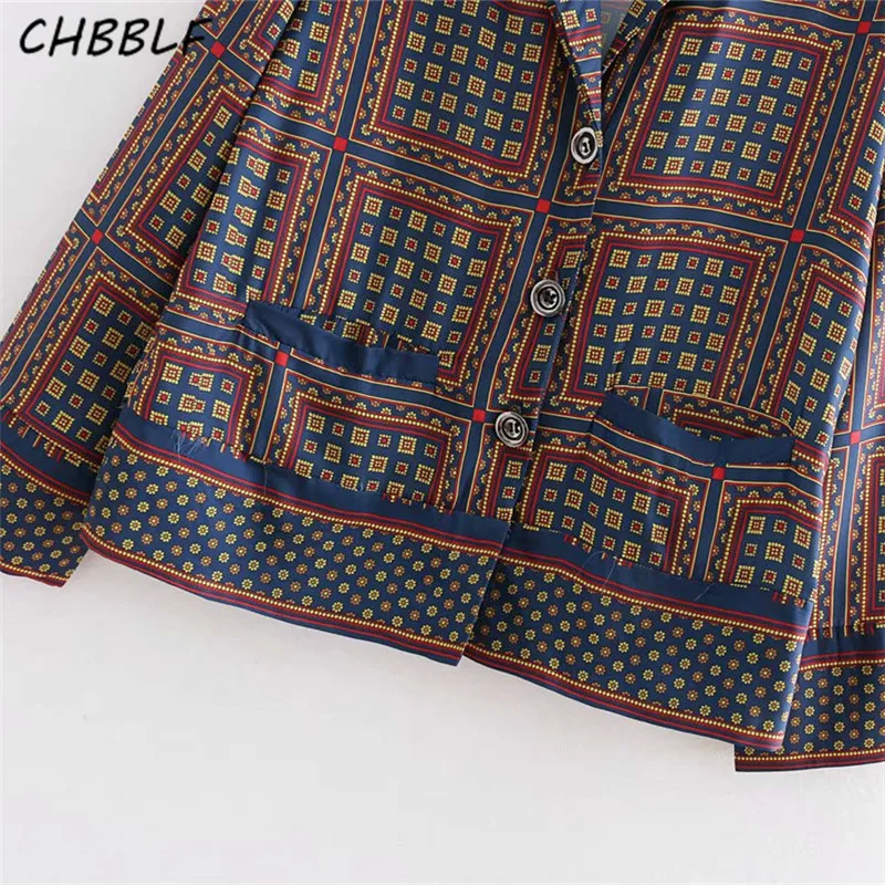 CHBBLF women vintage geometric pattern blouses pockets decorate long sleeve  shirts casual tops blusas BGB8449|Blouses & Shirts| - AliExpress