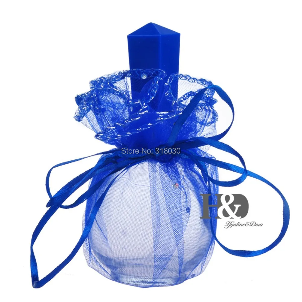 Free shipping Glass Empty Perfume Bottles with Decorative Blue Lace