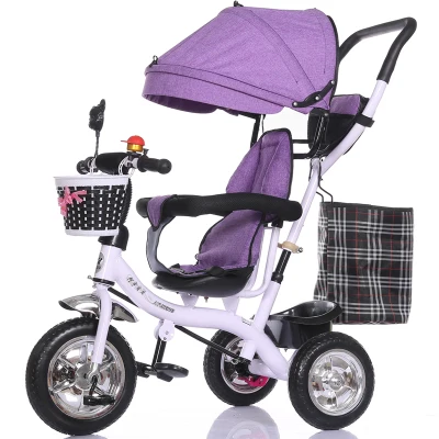 Портативный трехколесный велосипед для детей ясельного возраста, коляска с зонтиком, коляска, три колеса, велосипед, трицикл, Брендовое качество - Цвет: Purple