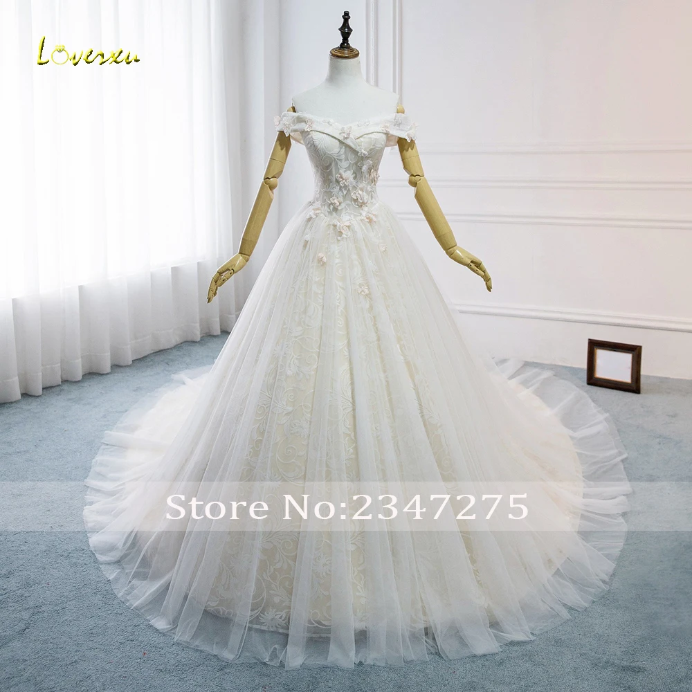 Loverxu Vestido De Noiva кружевной вырез лодочкой бальное платье свадебное 2019 элегантный бисером Часовня Поезд винтажное свадебное платье плюс