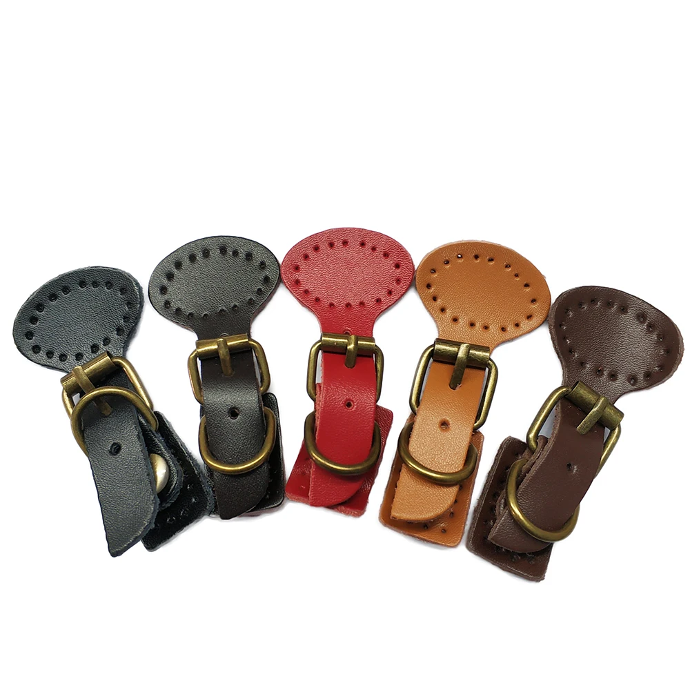 Bag Magic Buttons Genuine Leather Hasp Bags Buckle Handmade Pack Buckles with Holes for Girls DIY Crossbody Handbag Accessories