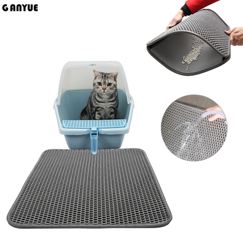 

GANYUE EVA Pet Cat Litter Mat Double layer Foldable Waterproof Removable Kitten Cat Litter Trapper Mat Cats Toilet Cleaning Mat