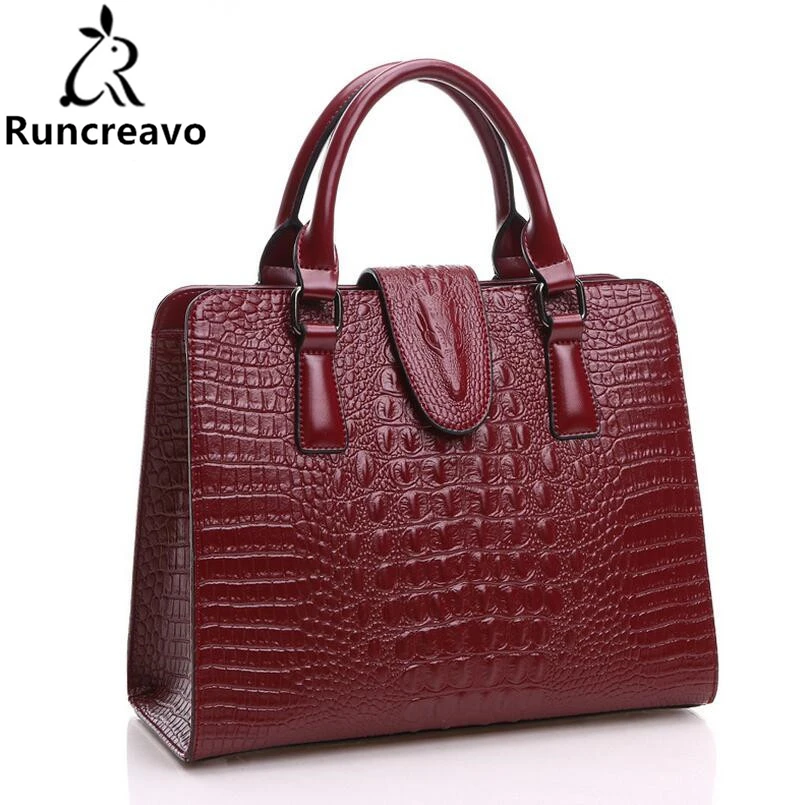 

Genuine Leather Bag Ladies 2017 New Crocodile Pattern Women Messenger bags Handbags Women Famous Brand Designer High Quality Bag