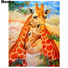 Полный квадратный Круглый Алмаз Вышивка Жираф Животные мозаика картина Стразы фото на заказ 5D Diy алмазная живопись Домашний декор
