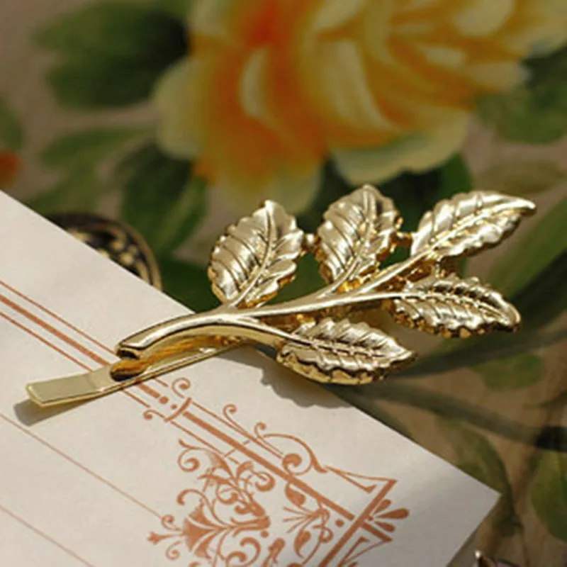 New Woman Bride Metal Leaf Hair Clips Pearl Hairpin Beautiful And Elegant Girls barrettes Hair Accessories Fashion Two Type