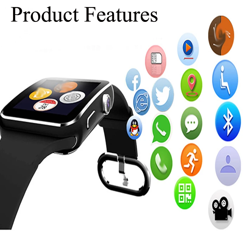 X6 Смарт часы с камерой сенсорный экран Поддержка SIM TF карта 8G Bluetooth Smartwatch Whatsapp Facebook для iPhone Android телефон