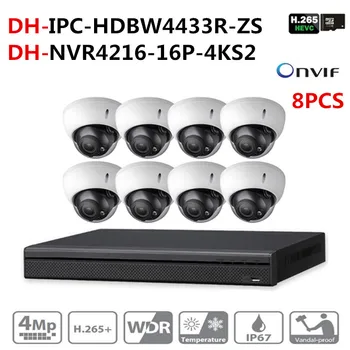 

DH Security CCTV Camera Kit 16POE 4K NVR4216-16P-4KS2 8pcs IP Camera IPC-HDBW4433R-ZS P2P Surveillance System Easy To Install