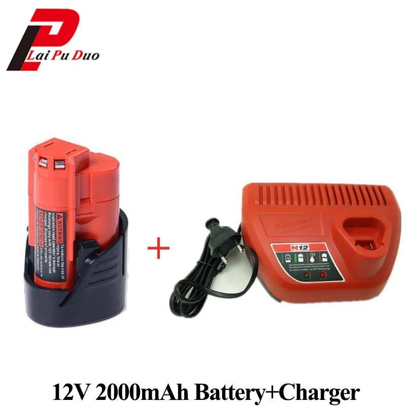 12V 2000mAh Li ion Rechargeable Power Tool Battery For Milwaukee M12 48 11 2401 2510 20 48 59