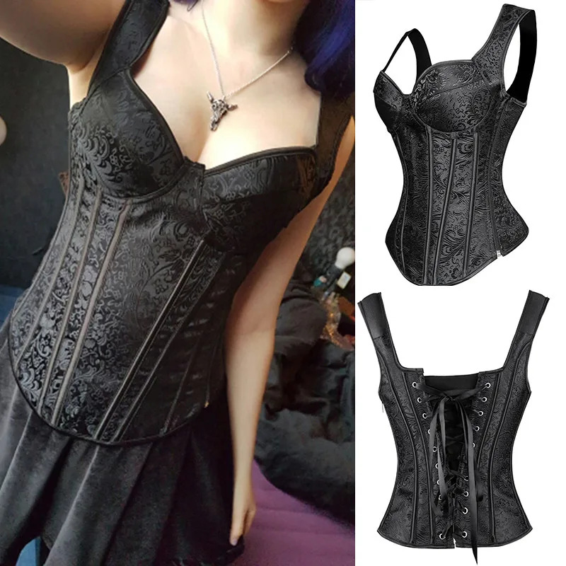 Steampunk Corset Women Gothic Bustier Sexy Overbust Retro Clothes 15 Plastic Boned Plus Size Burlesque Dress Tummy Slimming Top Steampunk Corset Women Gothic Bustier Sexy Overbust Retro Clothes 15 Plastic Boned Plus Size Burlesque Dress Tummy Slimming Top