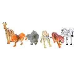 Партия 6 шт. пластик диких животных Тигр лев леопард олень слон Зебра Рисунок Модель игрушки Дети Preshool играть