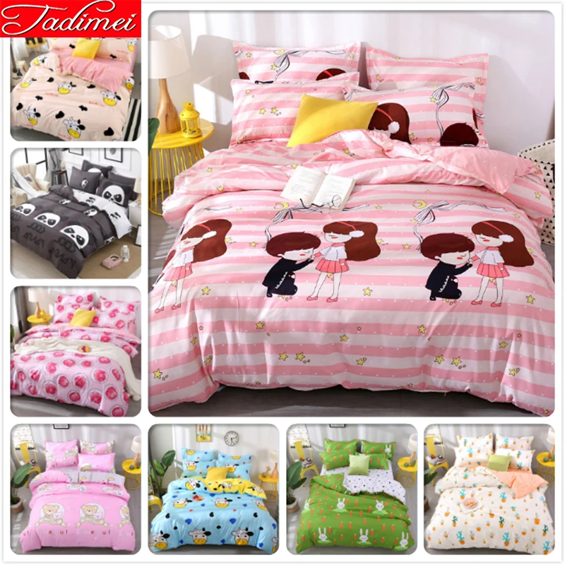 

Pink Duvet Cover 3/4 pcs Bedding Set Lover Couple Girl Soft Cotton Bed Linen Single Full Twin Double Queen King Size Bedspreads