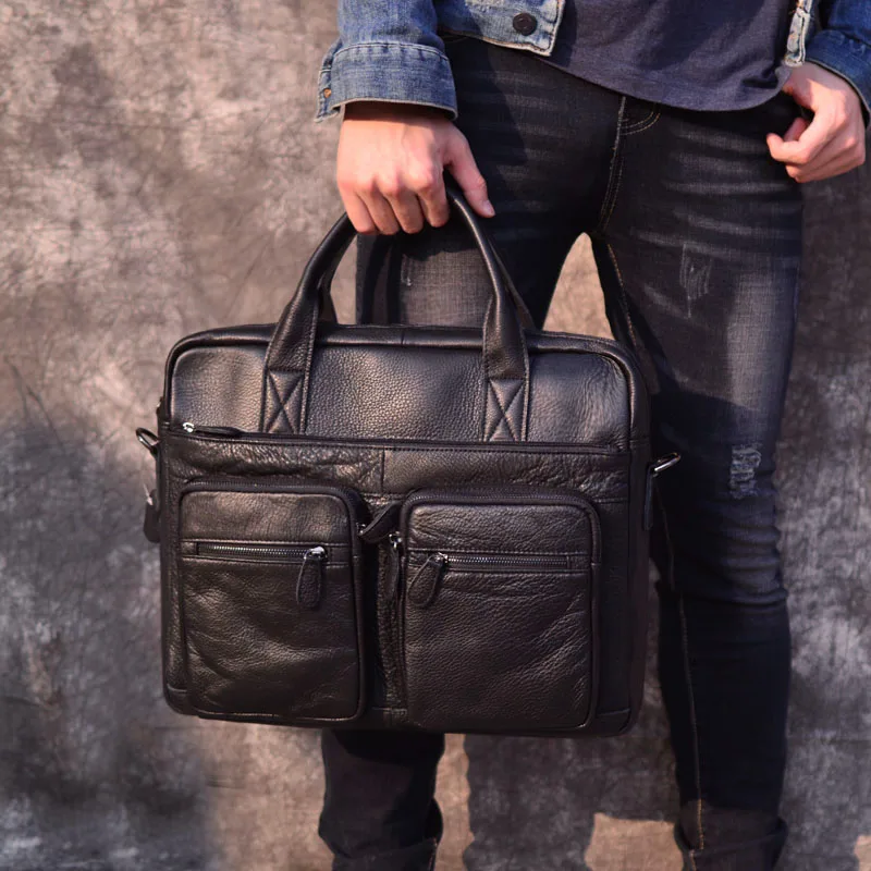 EUMOAN رجل الأعمال حقيبة جلدية أصلية 17 ''محمول حمل حقائب للرجال Crossbody الأزياء حقيبة الذكور حقيبة ساعي بريد للرجال