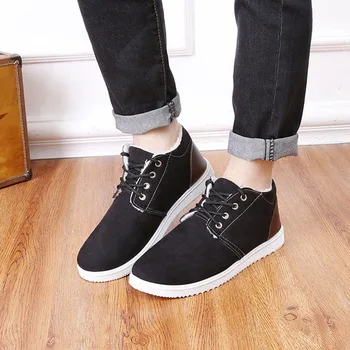 

Winter New Plus Velvet Warm Casual Men'S Cotton Shoes Hard-Wearing And Anti-Skid Lace-Up Thick Nice Comfortable Men'S Shoes Male