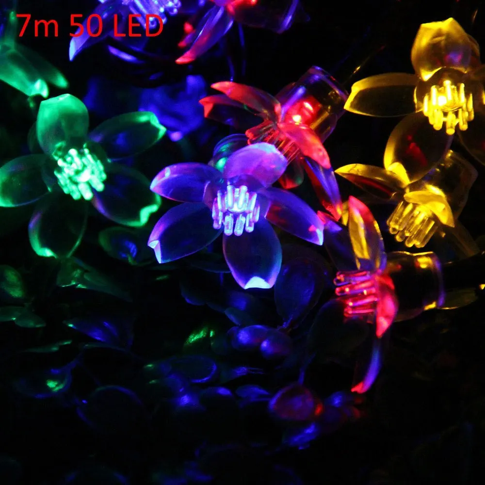 

Solar Powered Fairy String Lights 7M 50 LED 5 Colors Peach Blossom Decorative Garden Lawn Patio Christmas Trees Wedding Party