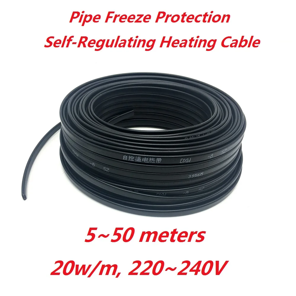 

5~50 meters 20W/m Pipe Freeze Protection Self-Regulating Heating Cable 220V Anti-Freeze Heater