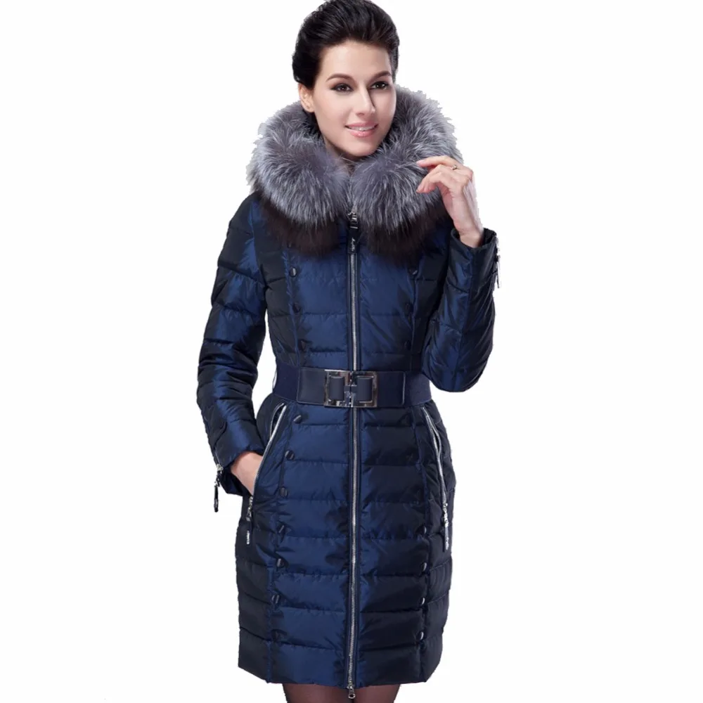 2019 New Real Raccoon Fur Collar Down Coats Women Winter