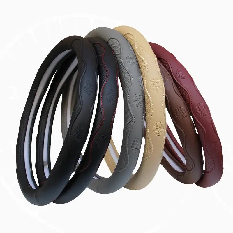 

Universal Car PU Leather Steering-Wheel Covers Anti-slip Skidproof Durable 38CM/15" Dynamic Fibre Handmade Steering Wheel Cover