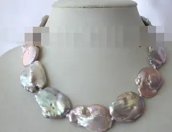 

stunning big 20mm baroque lavender freshwater cultured pearl necklace s1432
