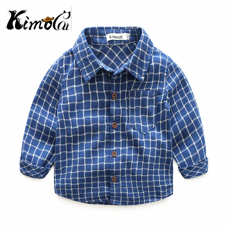 Kimocat new Baby boy's plaid shirt for children in autumn style children's cotton long-sleeve baby clothes | Детская одежда и