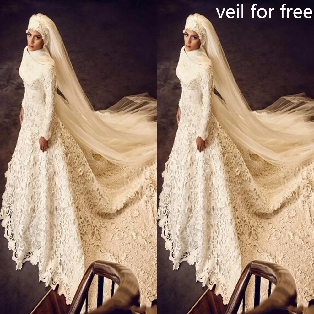 2016-Arabic-Muslim-Wedding-Dresses-Long-Sleeves-Lace-Wedding-Gown-Zipper-Back-Vestido-de-noiva (1)