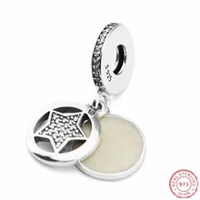 925 пробы серебро Ясно CZ перламутровая эмаль дружба звезда Мотаться Бусины DIY Fit PANDORA талисманы для изготовления ювелирных изделий FL587