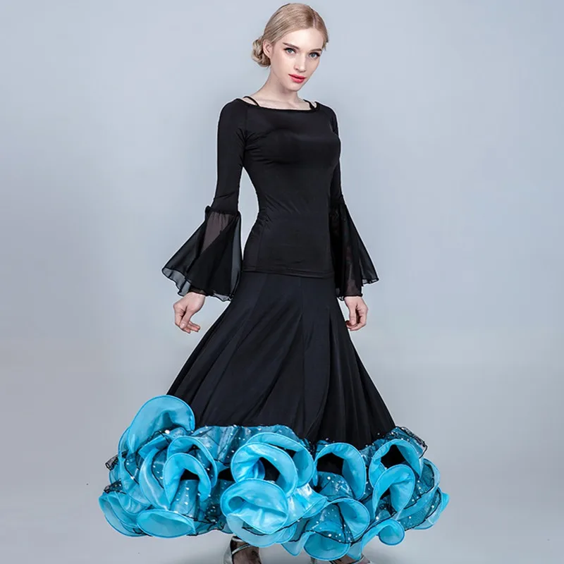 women dance skirts dance clothes long standard skirt for dancing flamenco skirt top ballroom wear waltz costumes