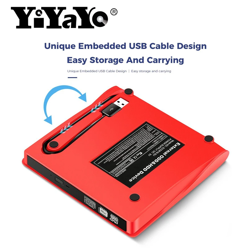 YiYaYo USB 2,0 Внешний привод DVD-ROM CD/DVD RW ГОРЕЛКА чтение писатель маленький новейший портативный для настольного компьютера и ноутбука высокого качества